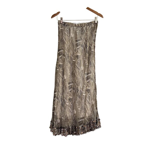 Cupio Dresses & Skirts - Vintage Cupio Womens 90s Y2K Tan/Gray Beaded Sequins Straight Maxi Skirt S